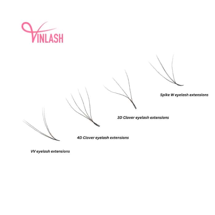4D W clover eyelash extensions black 16 lines VLV064-2