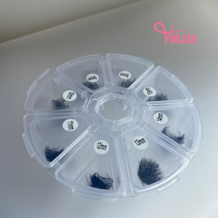 Super-narrow pre-made fans 3D to 20D black mix 8 compartments VLV022-6