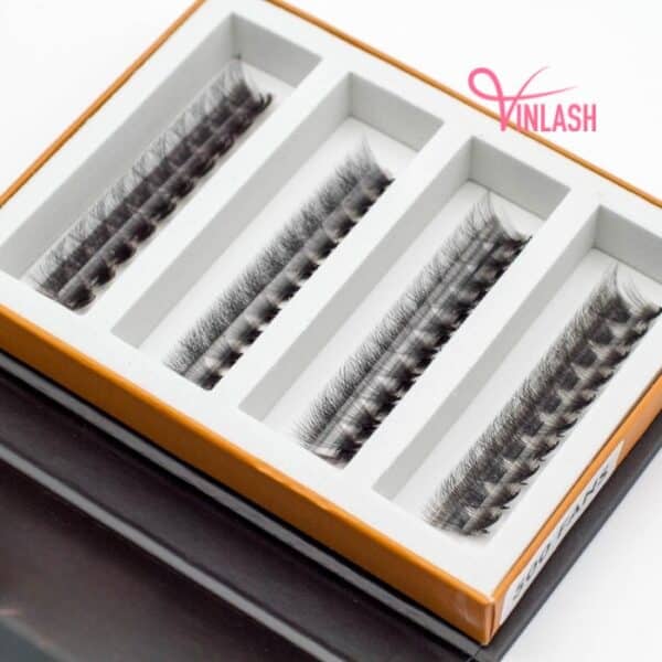 Super-narrow pre-made fans 3D to 20D black fans on strips VLV023-7
