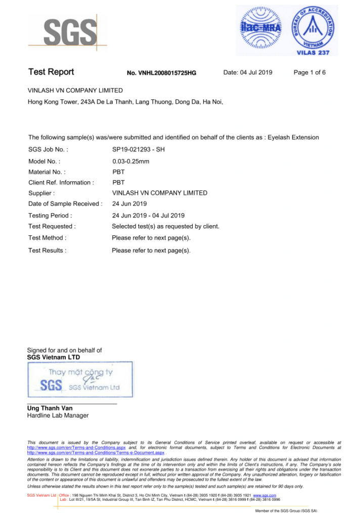 vinlash-sgs-certificate
