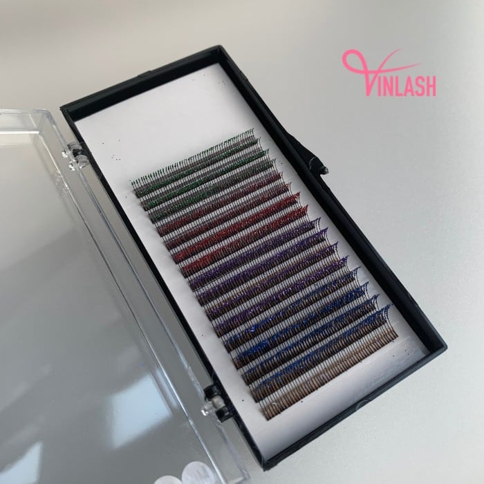 Flat eyelash extensions glitter lashes 16 lines VLF005-3