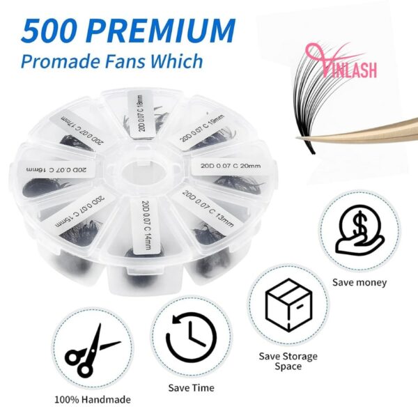 Super-narrow pre-made fans 3D to 20D black loose 500 fans VLV024 05