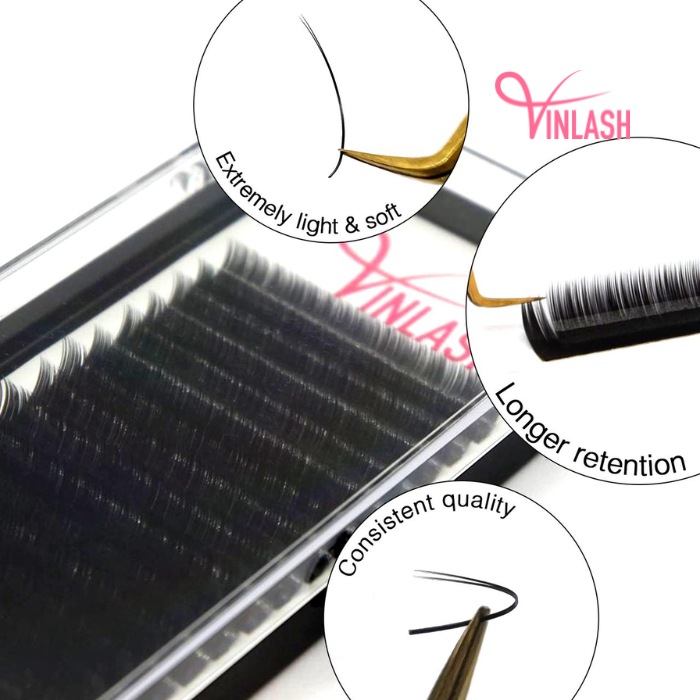 Flat eyelash extensions black 16 lines VLF001-1